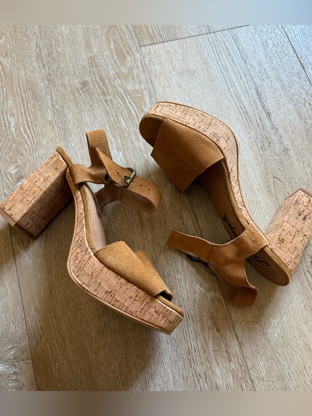 Free People Brooke Platform heels tan suede size 40
